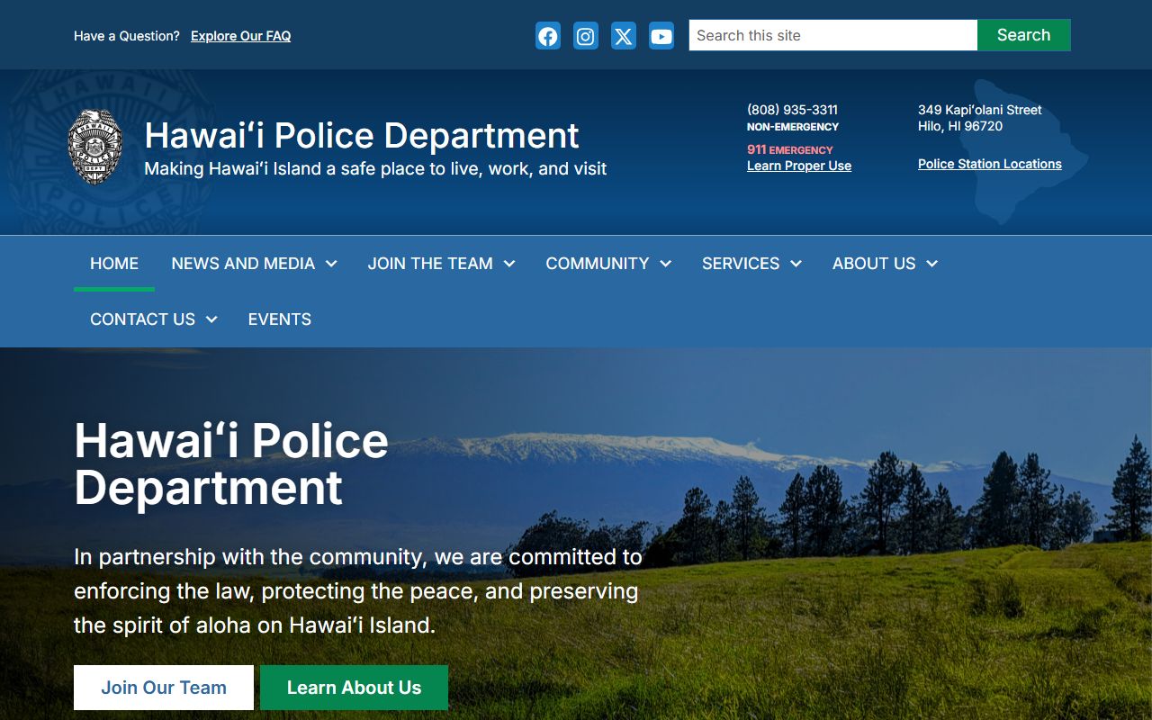 Hilo Police Station homepage for Hilo booking releases