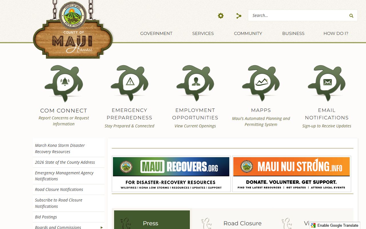 Maui County portal for Kahului booking releases